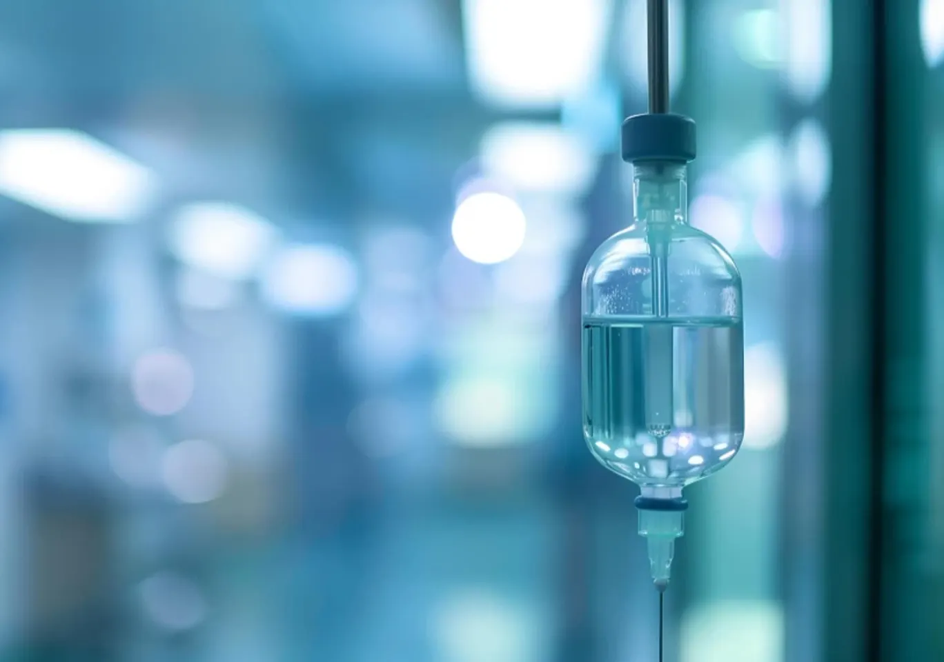 Odtrucie alkoholowe Koszalin: butelka infuzyjna zawieszona w gabinecie